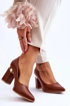 Best Boto Skórzane Czółenka Lewski 3117 Brązowe Brązowy