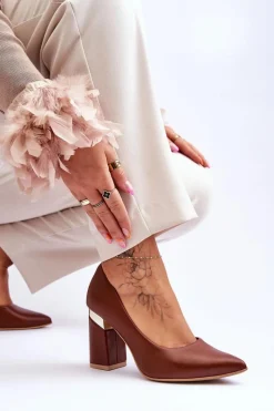 Best Boto Skórzane Czółenka Lewski 3117 Brązowe Brązowy