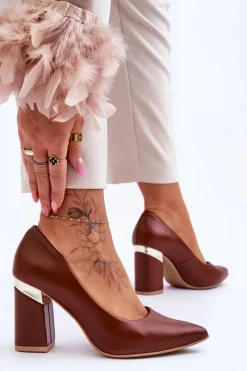 Best Boto Skórzane Czółenka Lewski 3117 Brązowe Brązowy