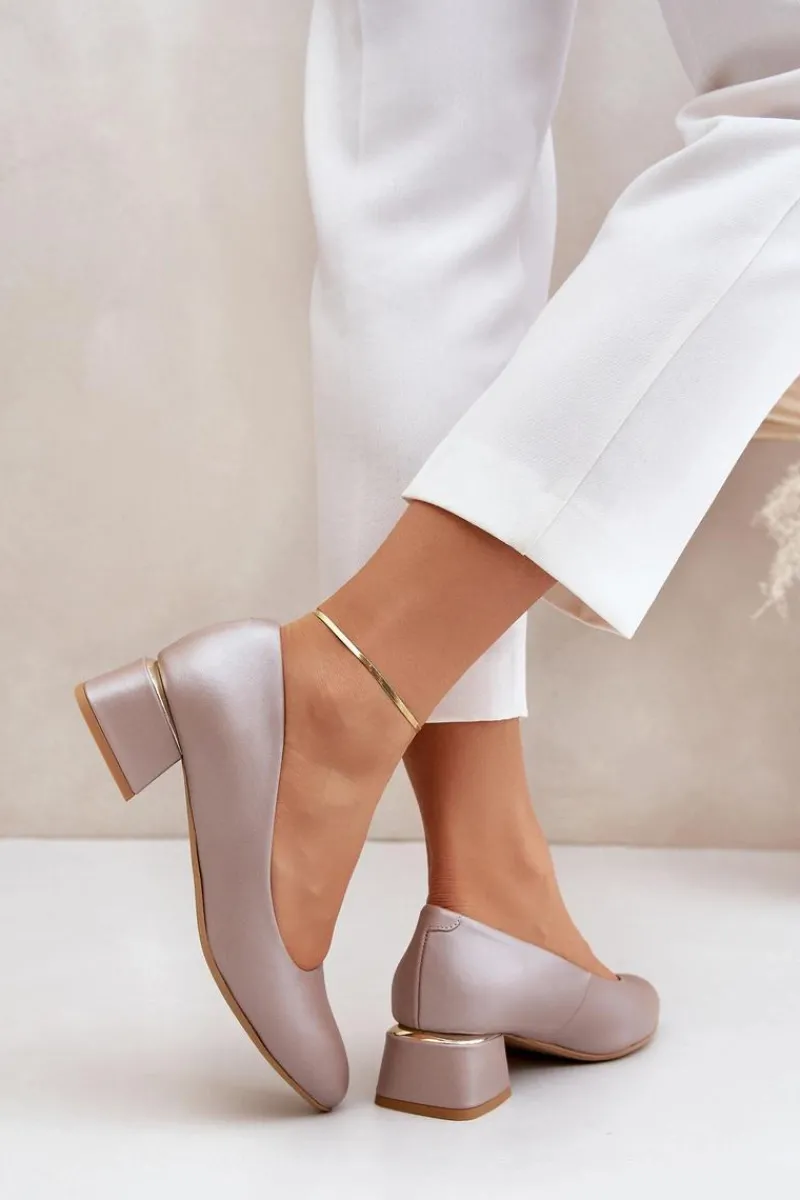 Sale Boto Skórzane Czółenka Lewski 3118 Ciemnobeżowe Beżowy