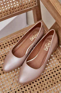 Sale Boto Skórzane Czółenka Lewski 3118 Ciemnobeżowe Beżowy