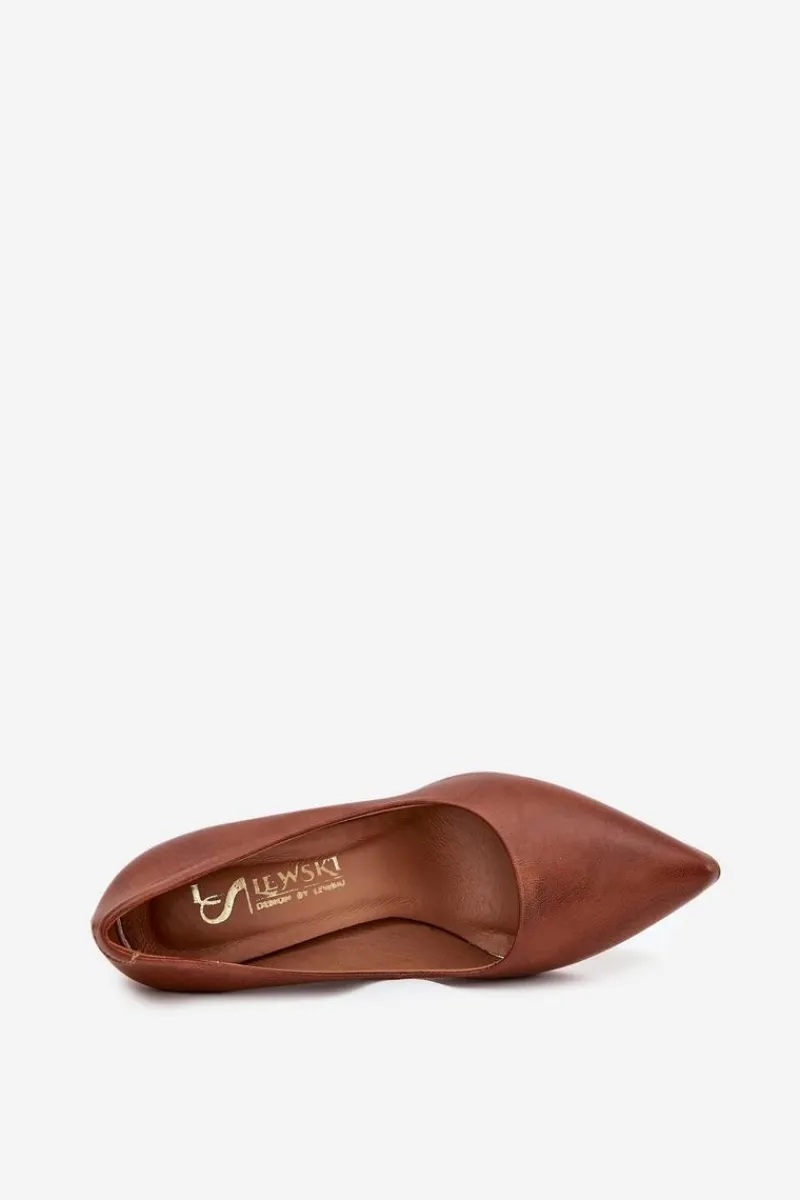 Czółenka Na Słupku|Czółenka Klasyczne>Boto Skórzane Czółenka Lewski 3117 Ciemnobrązowe Brązowy