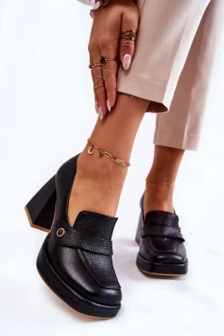 Discount Boto Skórzane Czółenka Lewski Shoes 3195/2 Czarne