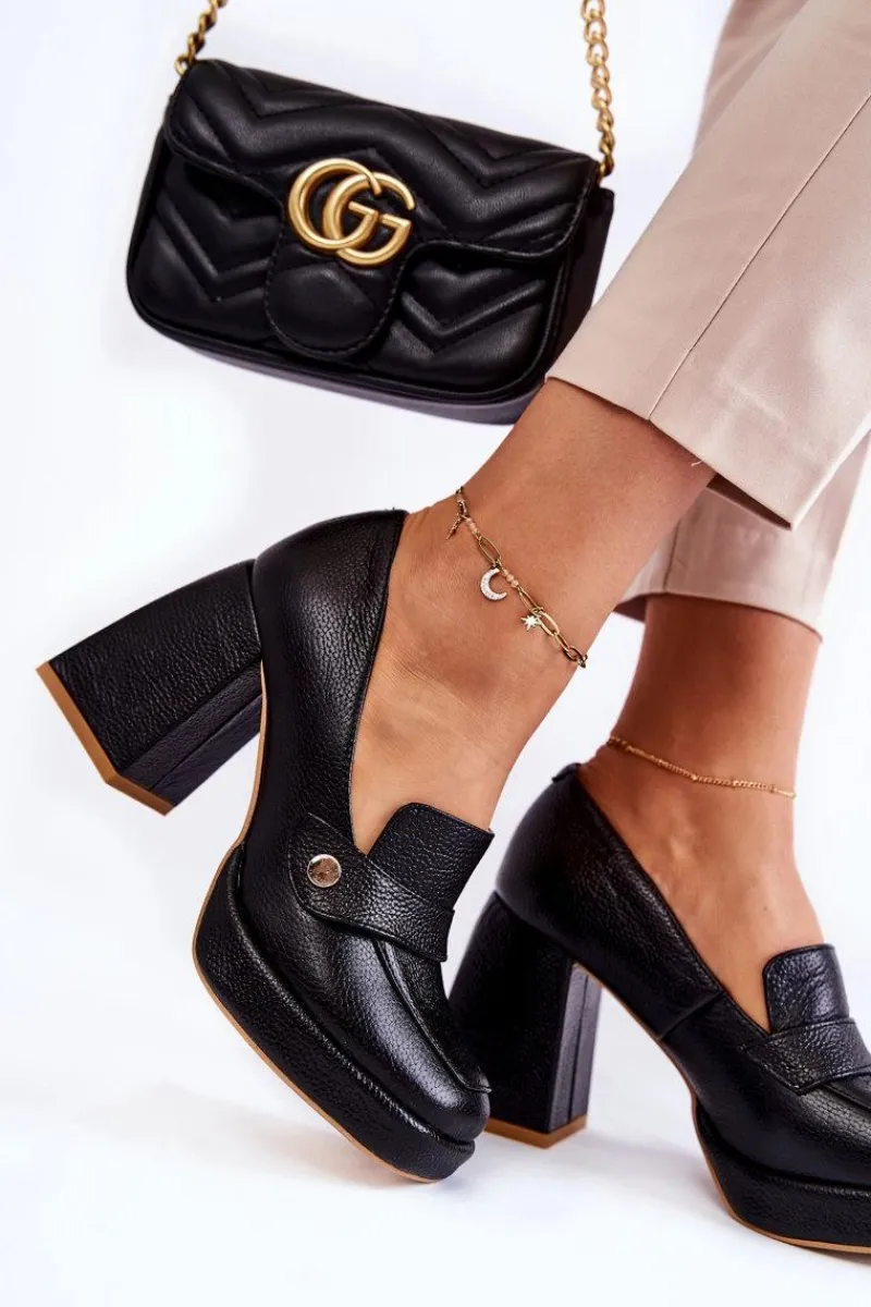 Discount Boto Skórzane Czółenka Lewski Shoes 3195/2 Czarne