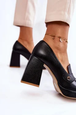 Discount Boto Skórzane Czółenka Lewski Shoes 3195/2 Czarne