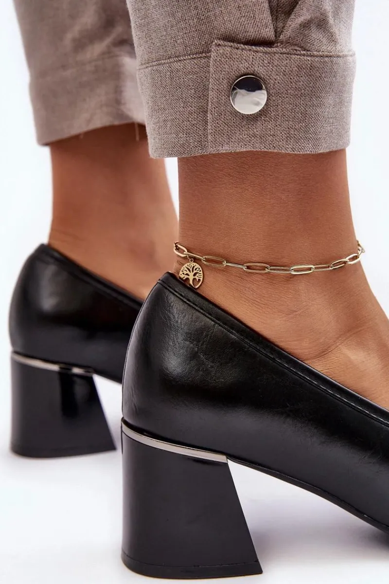 Czółenka Na Słupku|Czółenka Klasyczne>Buty damskie Vinceza Skórzane Czółenka Na Słupku Czarne Idona