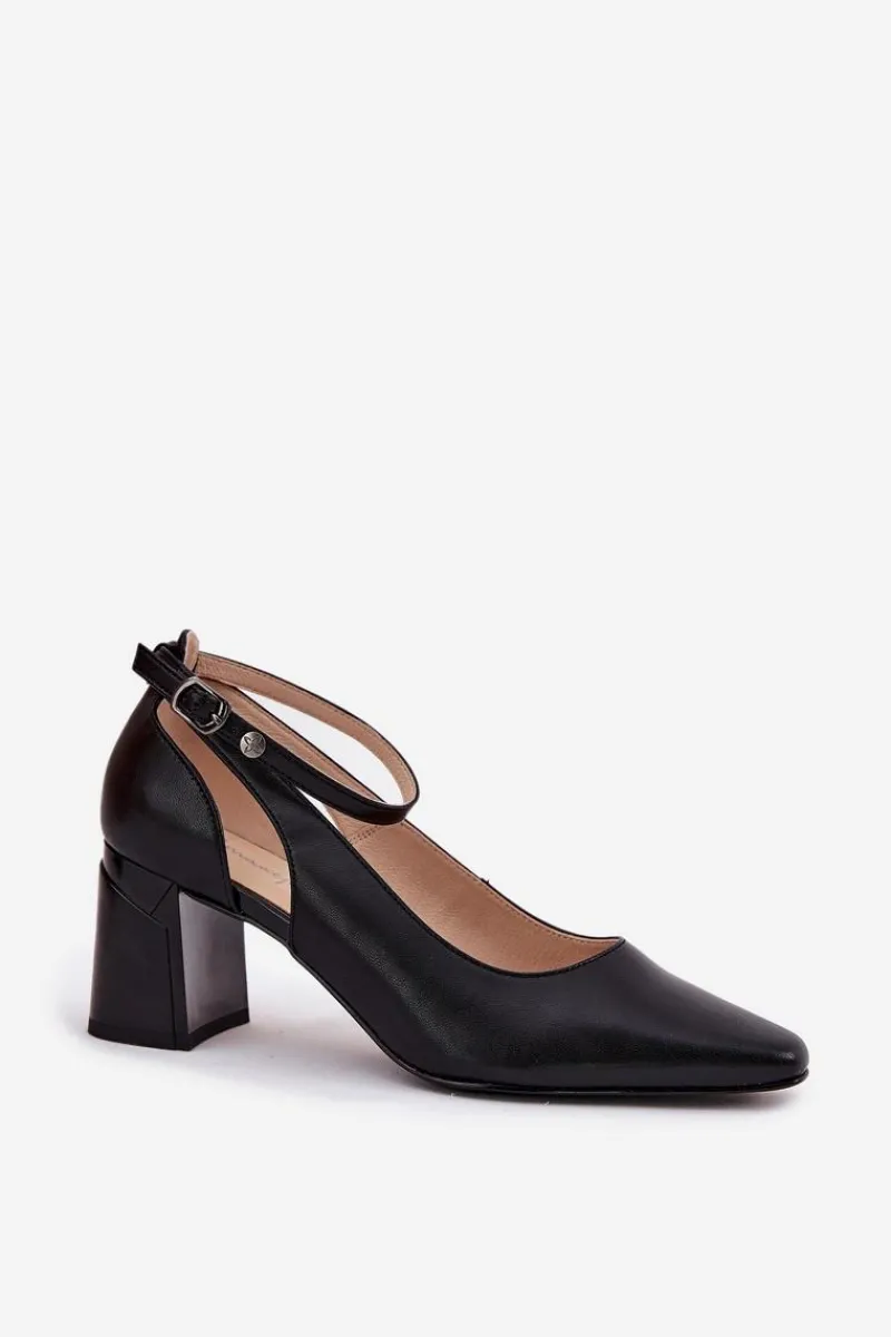 Czółenka Na Słupku>Maciejka Skórzane Czółenka Na Słupku K6816-01 Czarne