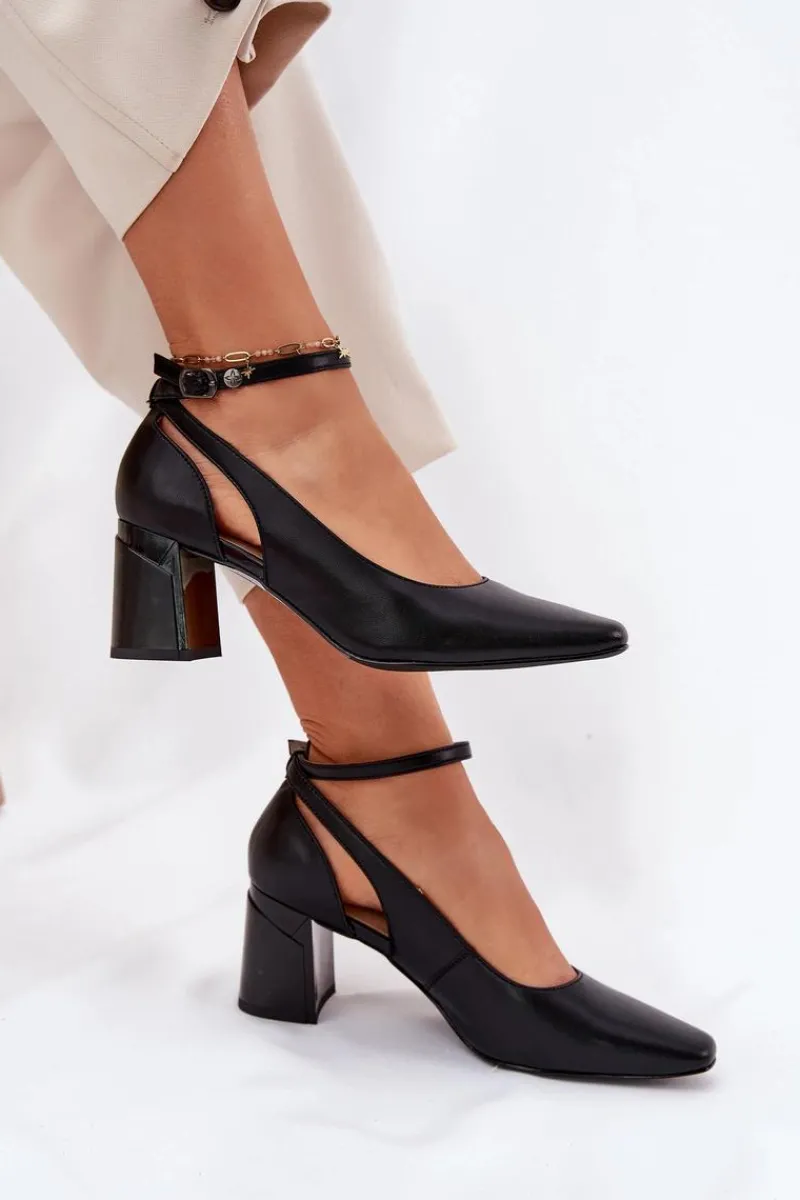 Czółenka Na Słupku>Maciejka Skórzane Czółenka Na Słupku K6816-01 Czarne