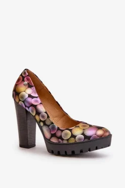 Sale Maciejka Skórzane Czółenka Na Słupku 02629-39 Multikolor Wielokolorowy