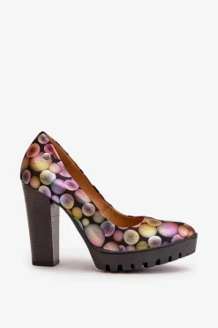 Sale Maciejka Skórzane Czółenka Na Słupku 02629-39 Multikolor Wielokolorowy