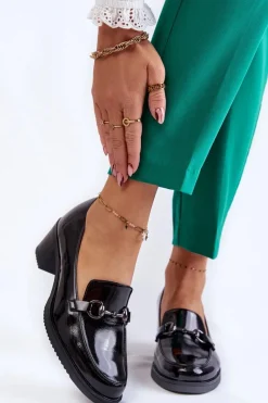 Czółenka Na Platformie|Czółenka Na Słupku>Buty damskie Vinceza Skórzane Czółenka Na Słupku Z Ozdobą Czarne Semila