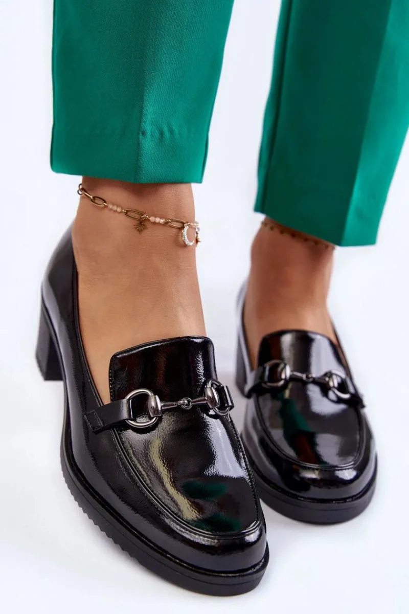 Czółenka Na Platformie|Czółenka Na Słupku>Buty damskie Vinceza Skórzane Czółenka Na Słupku Z Ozdobą Czarne Semila