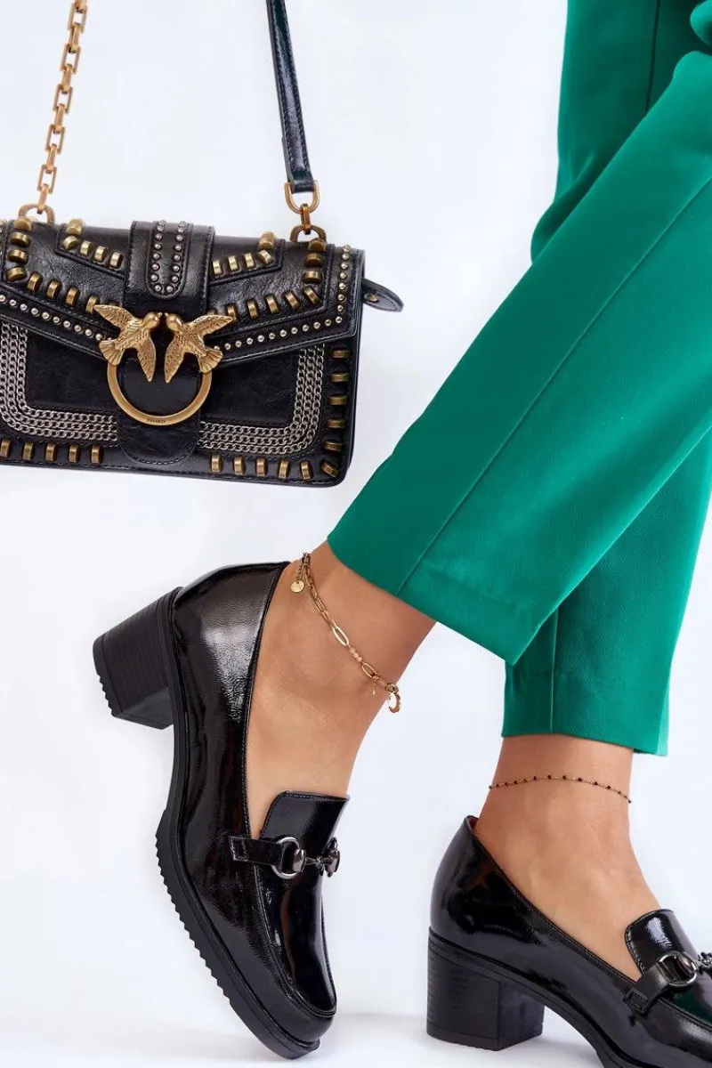 Czółenka Na Platformie|Czółenka Na Słupku>Buty damskie Vinceza Skórzane Czółenka Na Słupku Z Ozdobą Czarne Semila