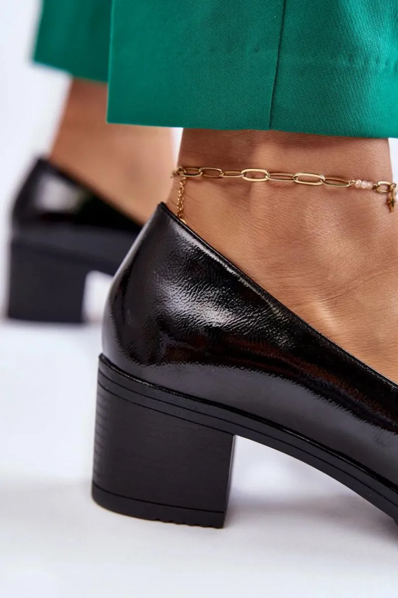 Czółenka Na Platformie|Czółenka Na Słupku>Buty damskie Vinceza Skórzane Czółenka Na Słupku Z Ozdobą Czarne Semila