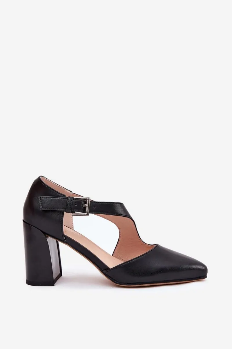 Czółenka Na Słupku|Czółenka Klasyczne>Buty damskie Vinceza Skórzane Czółenka Na Słupku Z Klamrą Vinceza 91133 Czarne Czarny