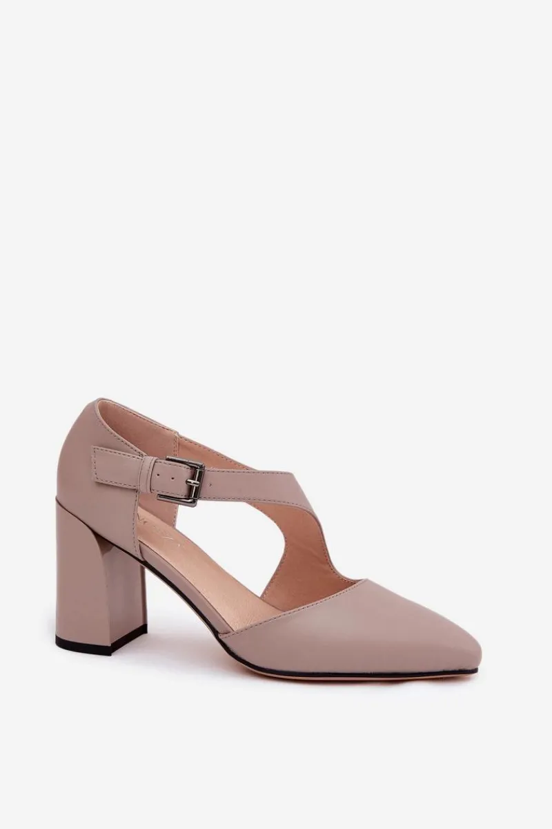 Sale Skórzane Czółenka Na Słupku Z Klamrą Vinceza 91133 Szare Damskie Czółenka Na Słupku|Czółenka Klasyczne