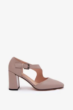 Sale Skórzane Czółenka Na Słupku Z Klamrą Vinceza 91133 Szare Damskie Czółenka Na Słupku|Czółenka Klasyczne