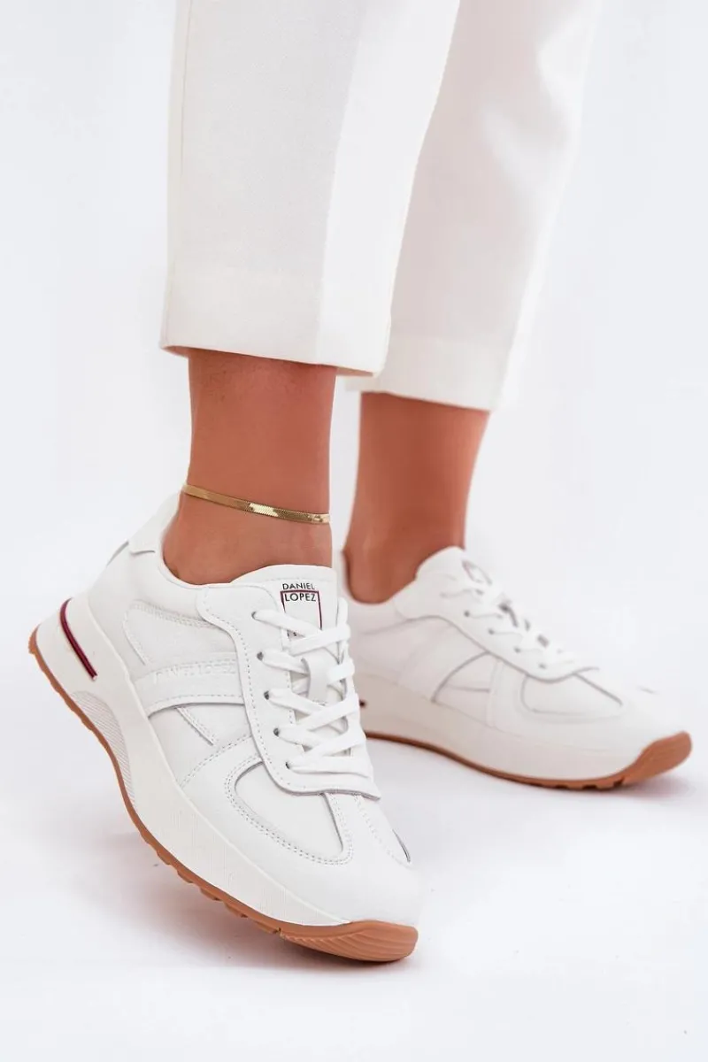 Clearance Skórzane Damskie Buty Sportowe Sneakersy SS2D4042 Białe Damskie Buty Sportowe Na Platformie|Sneakersy Damskie