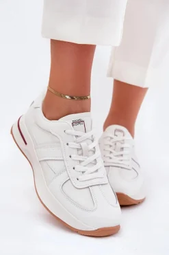 Clearance Skórzane Damskie Buty Sportowe Sneakersy SS2D4042 Białe Damskie Buty Sportowe Na Platformie|Sneakersy Damskie