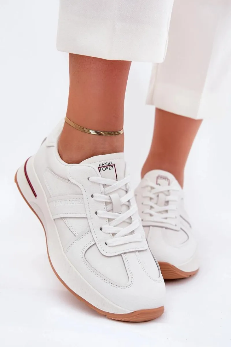 Clearance Skórzane Damskie Buty Sportowe Sneakersy SS2D4042 Białe Damskie Buty Sportowe Na Platformie|Sneakersy Damskie