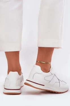 Clearance Skórzane Damskie Buty Sportowe Sneakersy SS2D4042 Białe Damskie Buty Sportowe Na Platformie|Sneakersy Damskie