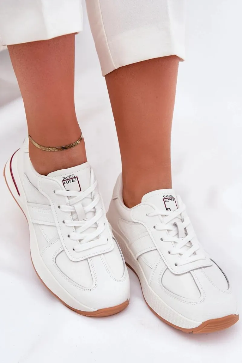 Clearance Skórzane Damskie Buty Sportowe Sneakersy SS2D4042 Białe Damskie Buty Sportowe Na Platformie|Sneakersy Damskie
