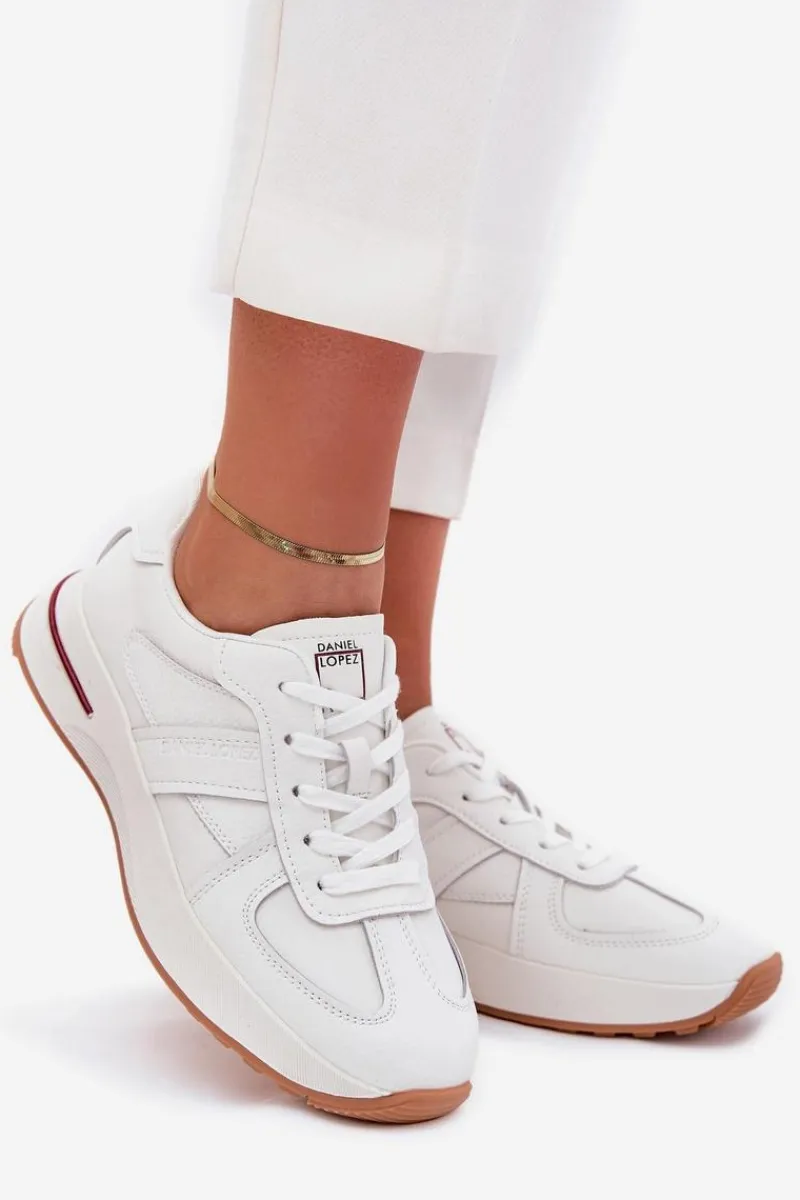 Clearance Skórzane Damskie Buty Sportowe Sneakersy SS2D4042 Białe Damskie Buty Sportowe Na Platformie|Sneakersy Damskie