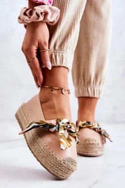 Sale Skórzane Damskie Espadryle Z Łańcuchem Beżowe Fancy Damskie Czarne Espadryle