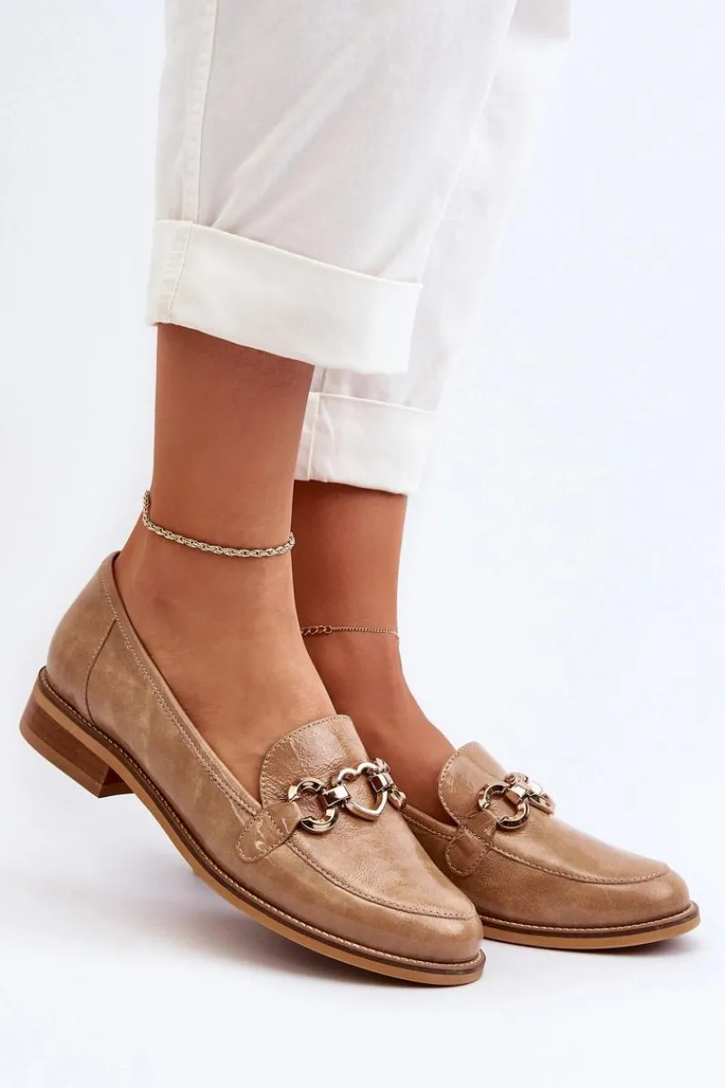 Clearance Skórzane Damskie Lakierowane Mokasyny 2760 Brązowe Damskie Loafersy Damskie|Mokasyny Płaskie