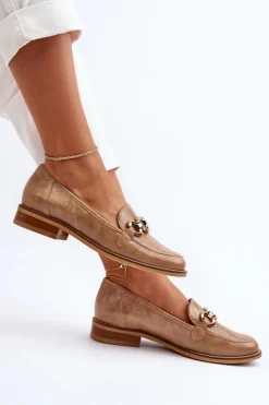 Clearance Skórzane Damskie Lakierowane Mokasyny 2760 Brązowe Damskie Loafersy Damskie|Mokasyny Płaskie