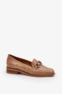 Clearance Skórzane Damskie Lakierowane Mokasyny 2760 Brązowe Damskie Loafersy Damskie|Mokasyny Płaskie