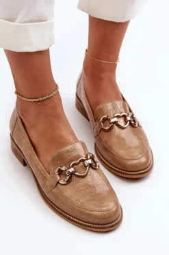 Clearance Skórzane Damskie Lakierowane Mokasyny 2760 Brązowe Damskie Loafersy Damskie|Mokasyny Płaskie