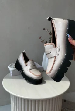 Best Damskie buty S.Barski Skórzane Damskie Mokasyny D&A MR870-32 Beżowe Beżowy