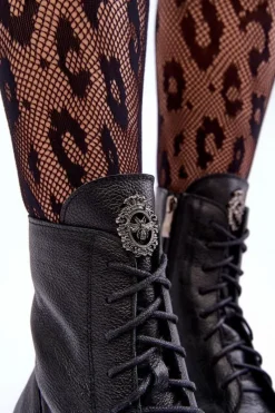 New Skórzane Damskie Ocieplane Botki Trapery Czarne Lemar Rehin Damskie Damskie Trapery|Botki Sznurowane