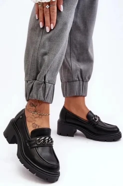 Best Skórzane Damskie Półbuty Na Niskim Obcasie Czarne Blimma Damskie Mokasyny Damskie Lakierowane