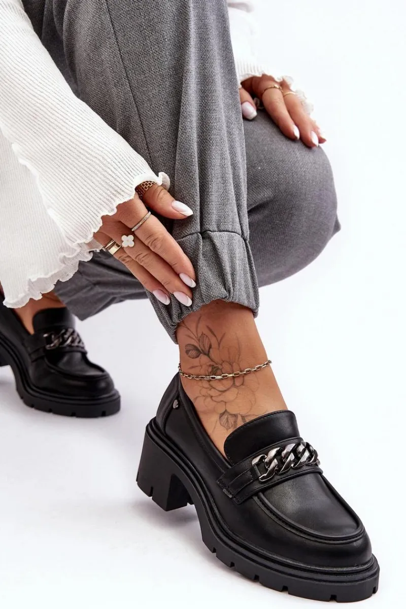 Best Skórzane Damskie Półbuty Na Niskim Obcasie Czarne Blimma Damskie Mokasyny Damskie Lakierowane