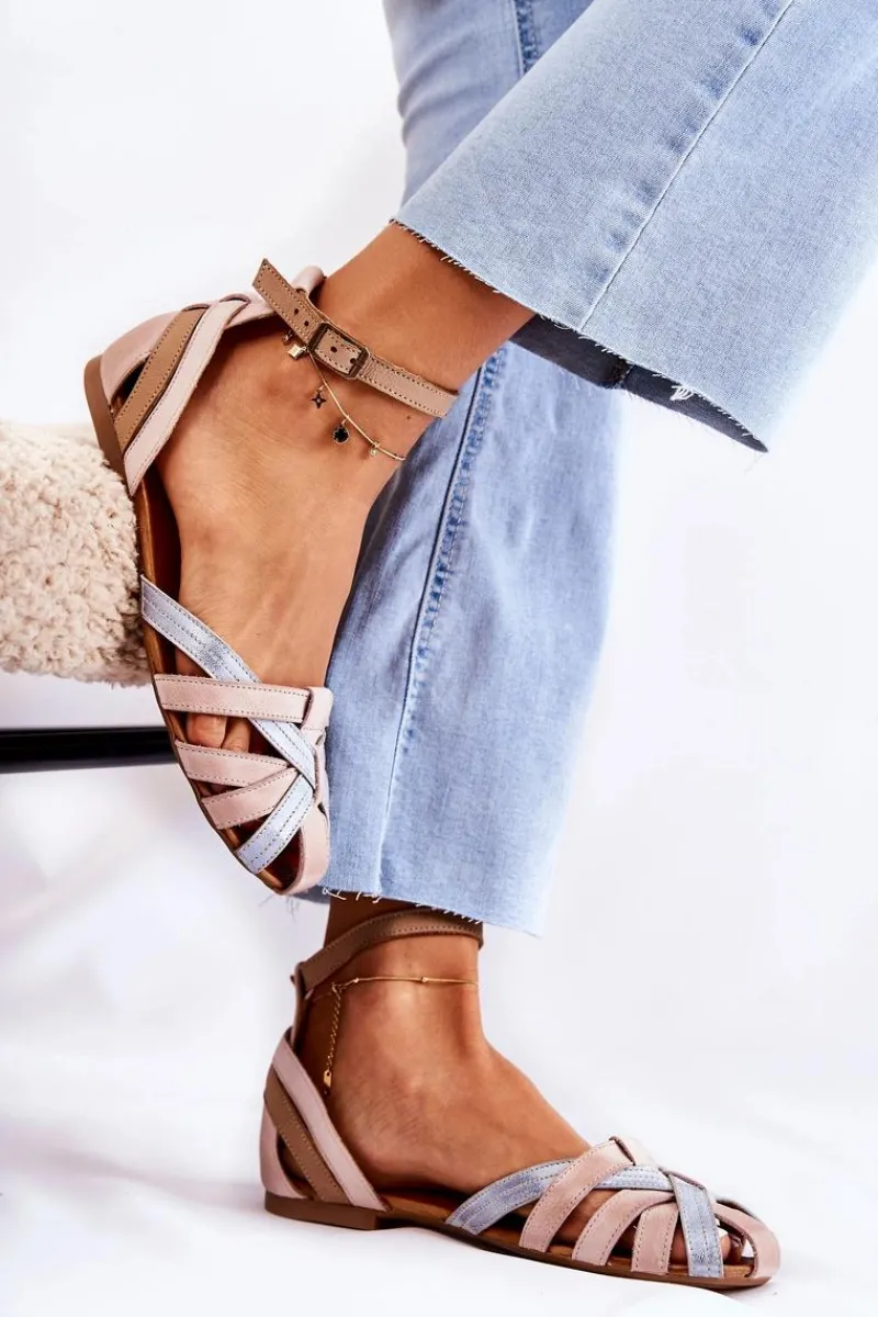 Clearance Maciejka Skórzane Damskie Sandały 01924-15 Różowe