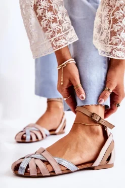 Clearance Maciejka Skórzane Damskie Sandały 01924-15 Różowe