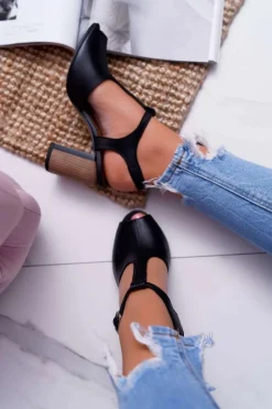 Discount Maciejka Skórzane Damskie Sandały Czarne 04117