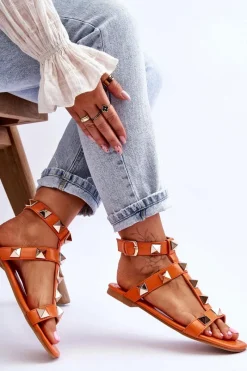 Sandały Płaskie><noscript><img width=