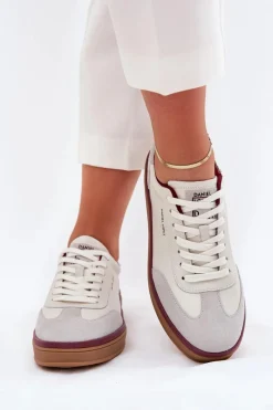 Buty Sportowe Na Platformie|Sneakersy Damskie>Daniel Lopez Just Dare Skórzane Damskie Sneakersy SS2D4008 Biało-Szare