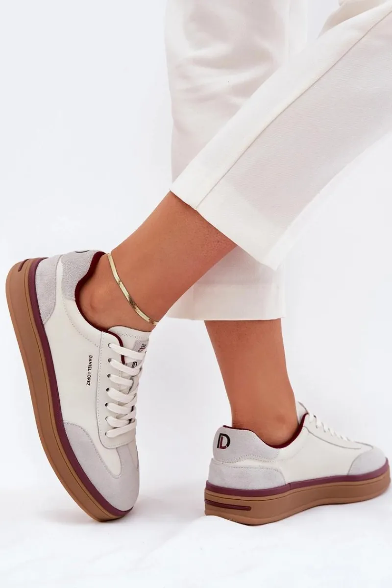 Buty Sportowe Na Platformie|Sneakersy Damskie>Daniel Lopez Just Dare Skórzane Damskie Sneakersy SS2D4008 Biało-Szare