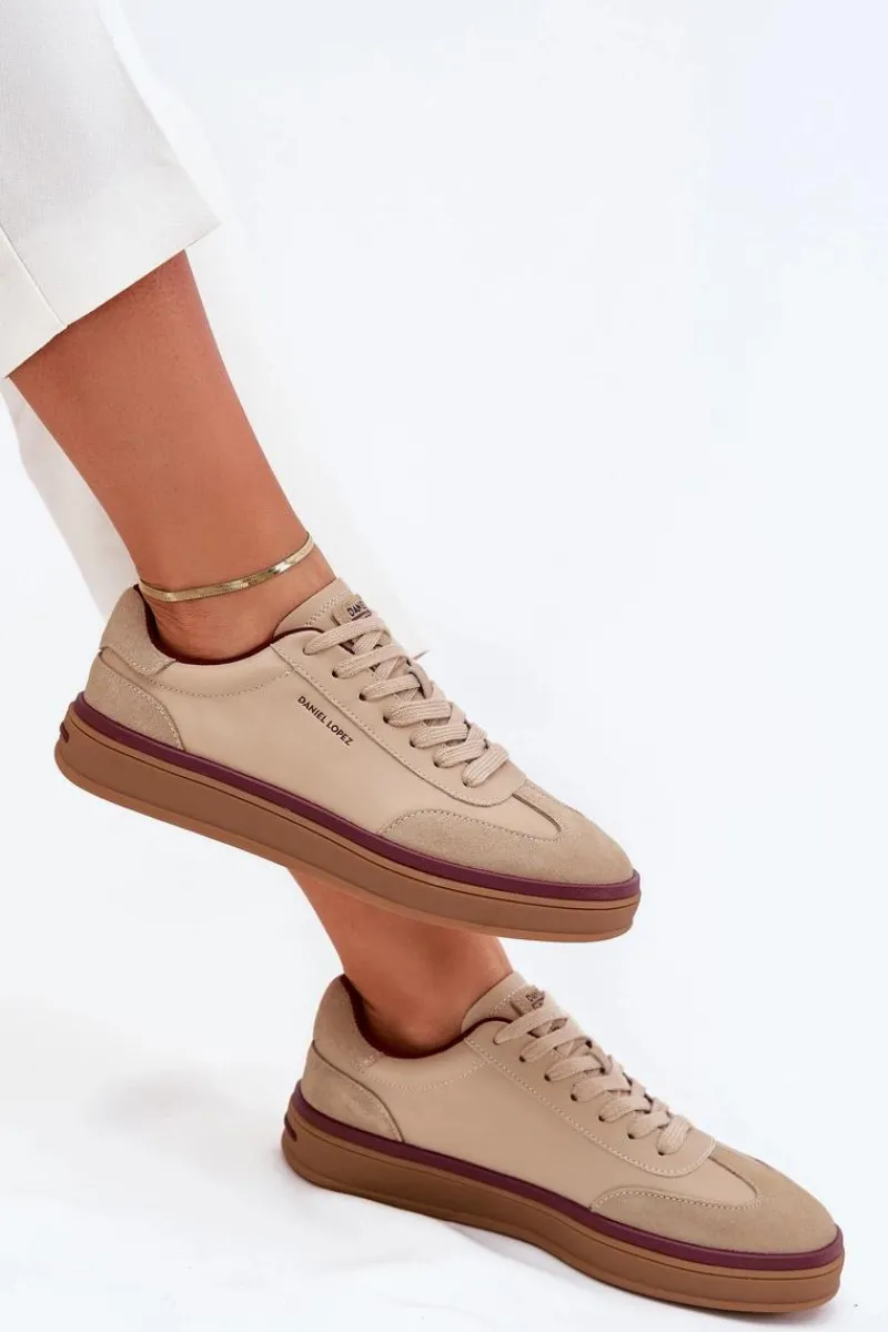 Buty Sportowe Na Platformie|Sneakersy Damskie>Daniel Lopez Just Dare Skórzane Damskie Sneakersy SS2D4007 Beżowe