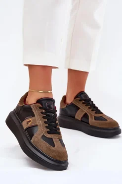 Buty Sportowe Na Platformie|Sneakersy Damskie>Daniel Lopez Just Dare Skórzane Damskie Sneakersy Na Platformie SS2D4001 Czarne Czarny