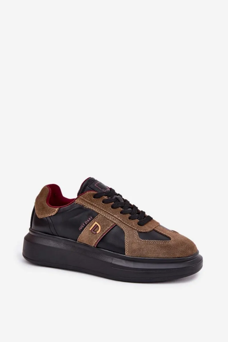 Buty Sportowe Na Platformie|Sneakersy Damskie>Daniel Lopez Just Dare Skórzane Damskie Sneakersy Na Platformie SS2D4001 Czarne Czarny