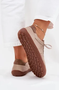 Trampki Damskie Niskie|Barefoot></noscript>Zazoo Skórzane Damskie Trampki Barefoot N1277S2 Beżowe