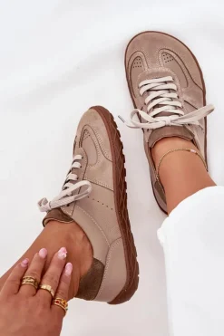 Trampki Damskie Niskie|Barefoot></noscript>Zazoo Skórzane Damskie Trampki Barefoot N1277S2 Beżowe