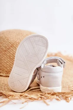 Best Evento Skórzane Dziecięce Sandałki Na Rzepy Białe Catia