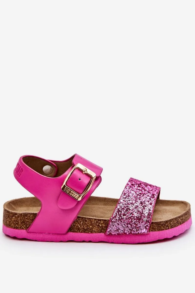 New Big Star Shoes Skórzane Dziecięce Sandałki Big Star LL374135 Różowe