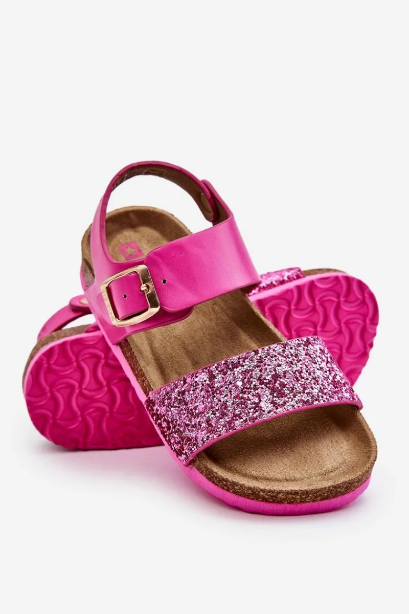 New Big Star Shoes Skórzane Dziecięce Sandałki Big Star LL374135 Różowe